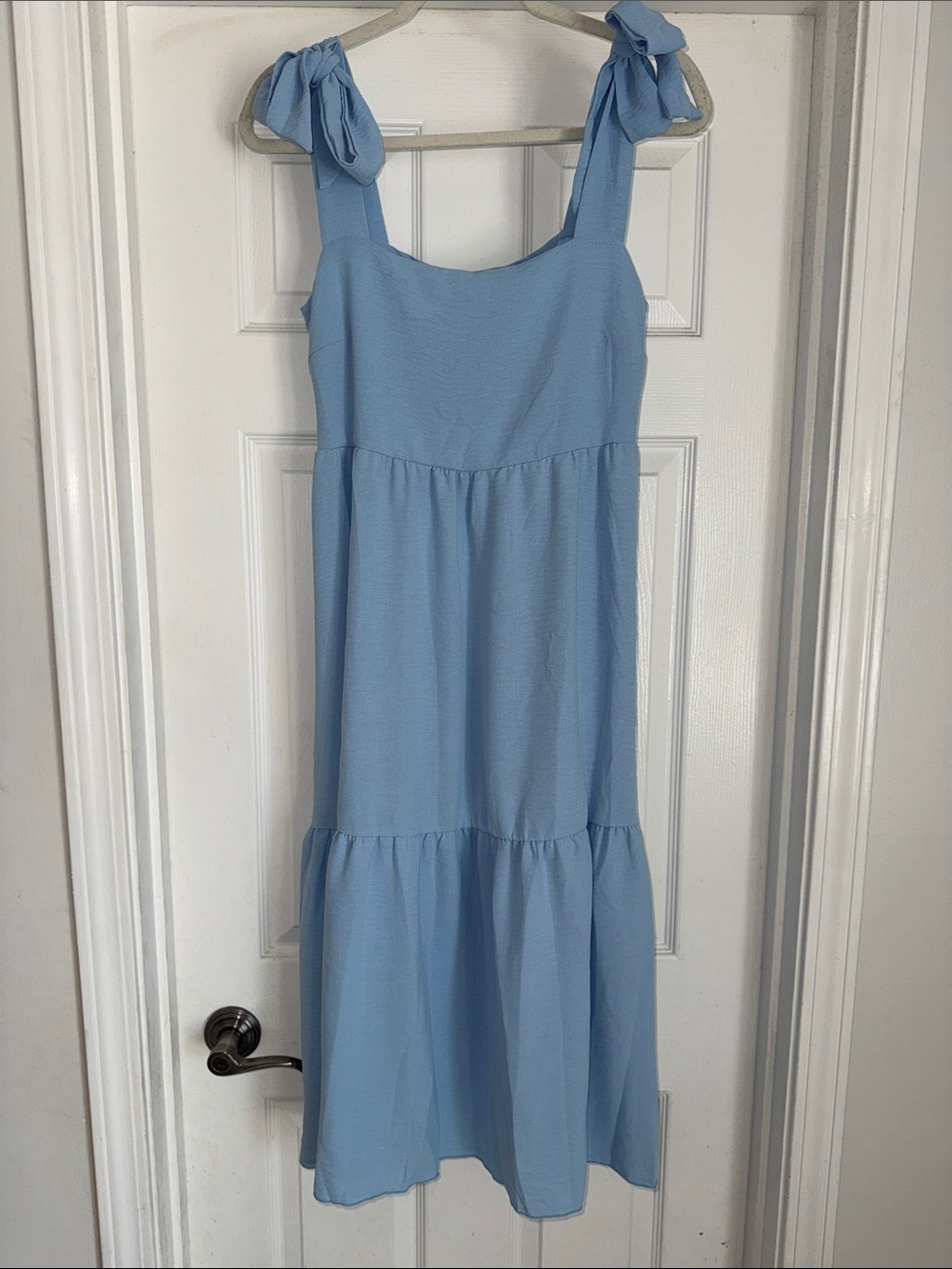 See You Monday Powder Blue Tie-Strap Tiered Maxi Dress